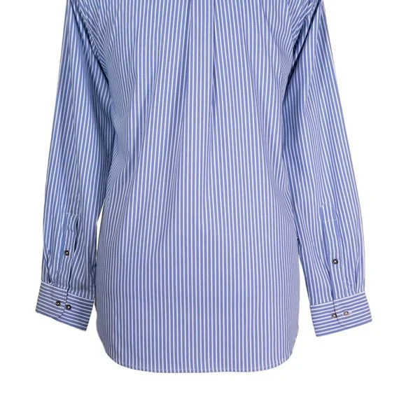 Mens Shirt Button Up Blue White Striped Silky Dress Casual Beach Handmade Large - Picture 7 of 7